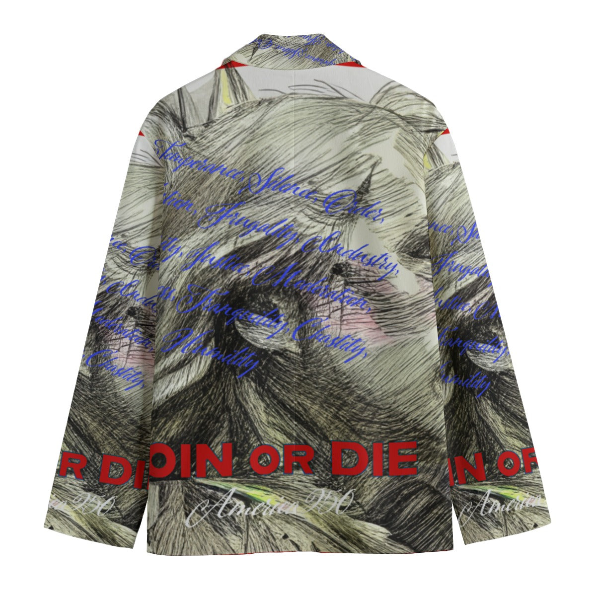 All-Over Print Men's Casual Flat Lapel Collar Blazer | 245GSM Cotton