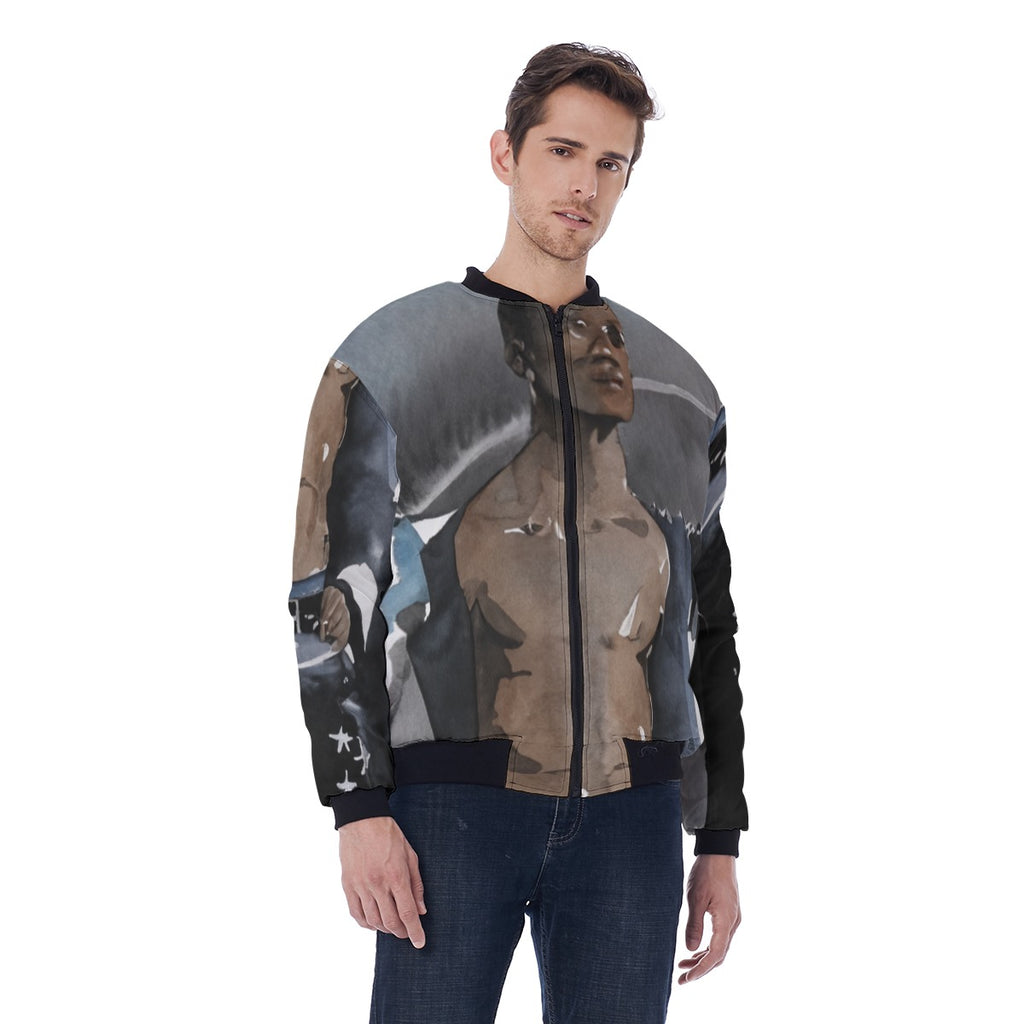 All-Over Print Men's Bomber Jacket Without Sleeve Pocket