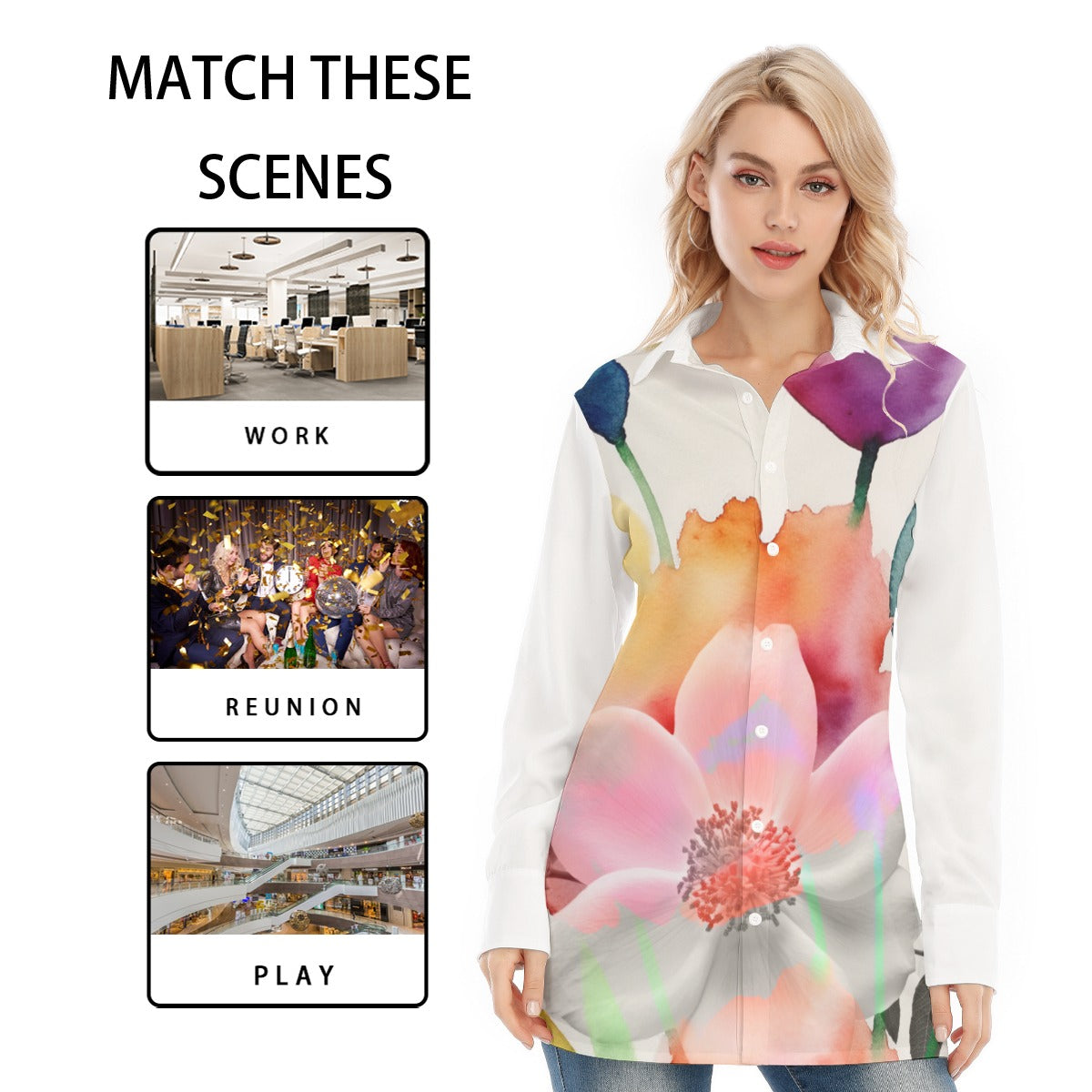 All-Over Print Women's Long Shirt