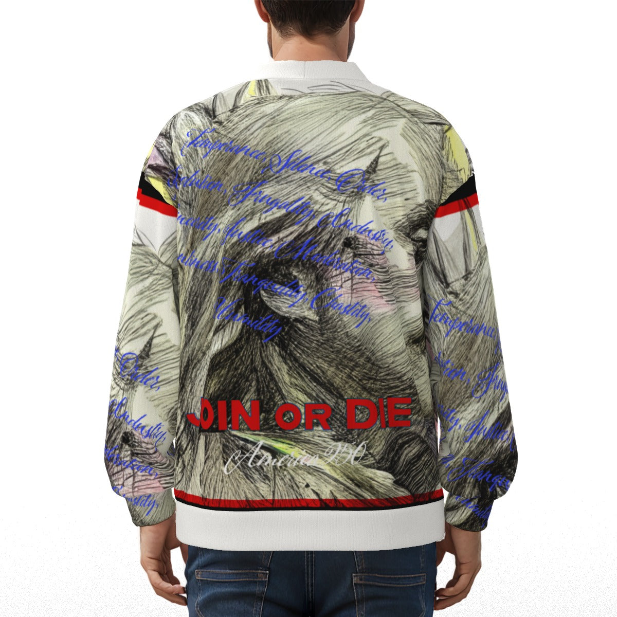 All-Over Print Unisex V-neck Knitted Fleece Cardigan With Button Closure