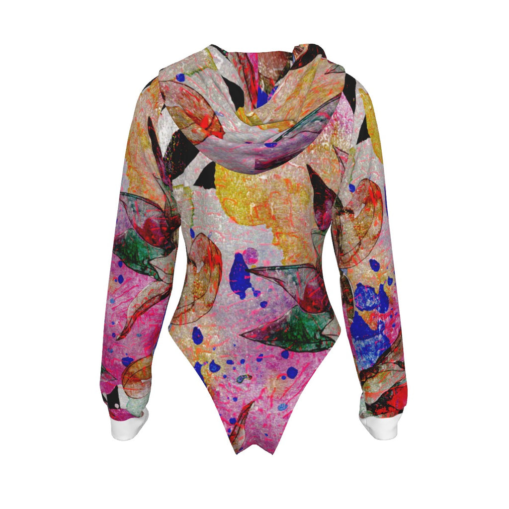 All-Over Print Women's Raglan Sleeve Hooded Bodysuit
