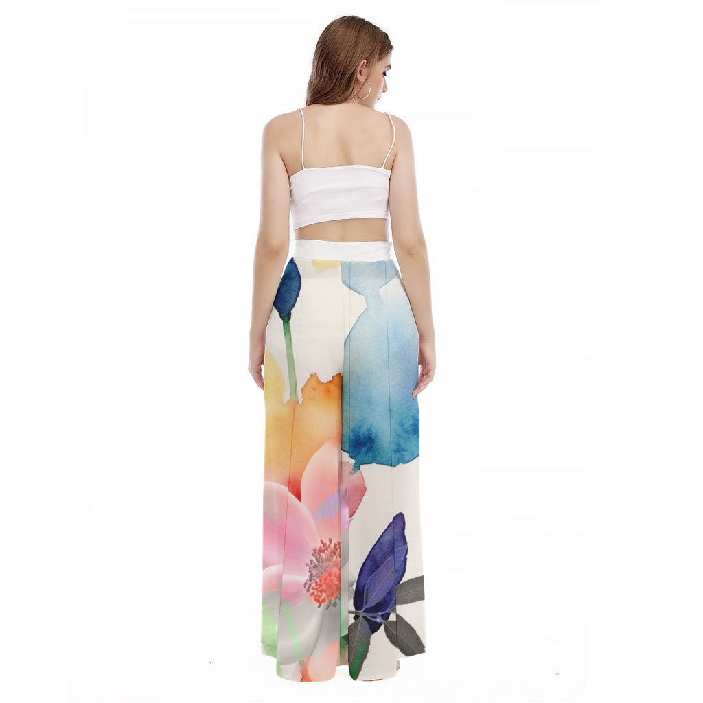 All-Over Print Women's High Waist Wide Leg Trousers