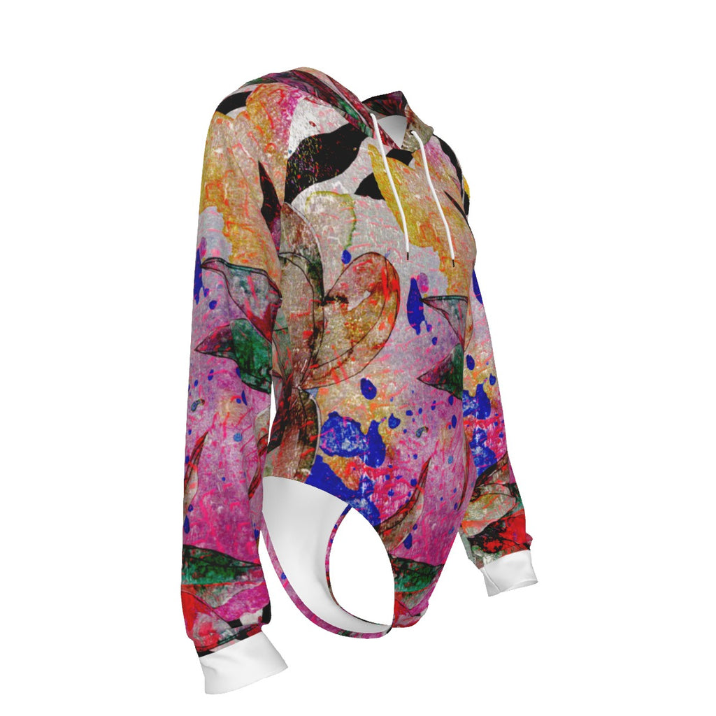 All-Over Print Women's Raglan Sleeve Hooded Bodysuit