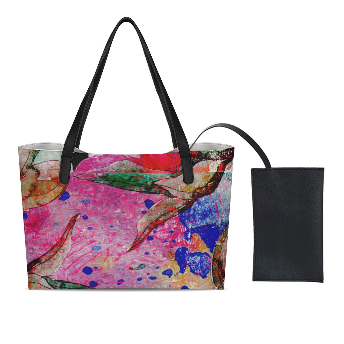 Shopping Tote Bag With Black Mini Purse