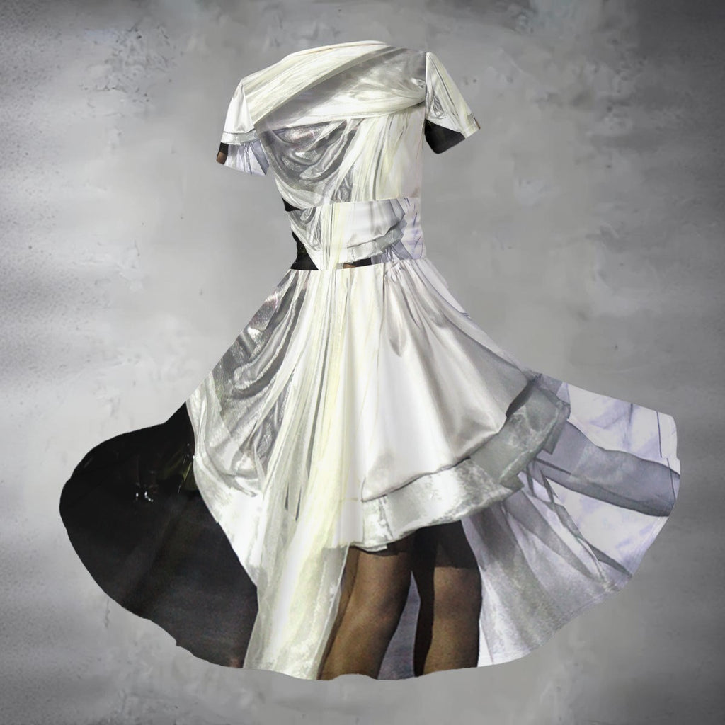 All-over Print Women's Short Sleeve V Neck Midi Dress