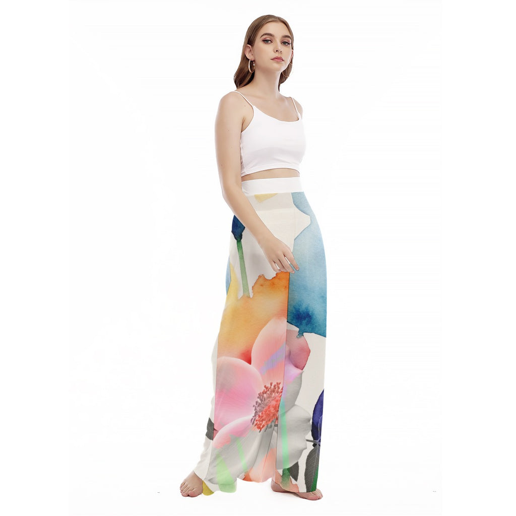 All-Over Print Women's High Waist Wide Leg Trousers