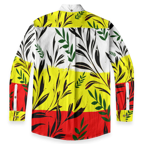 All-Over Print Men's Casual Lapel Long Sleeve Shirt|125GSM Cotton