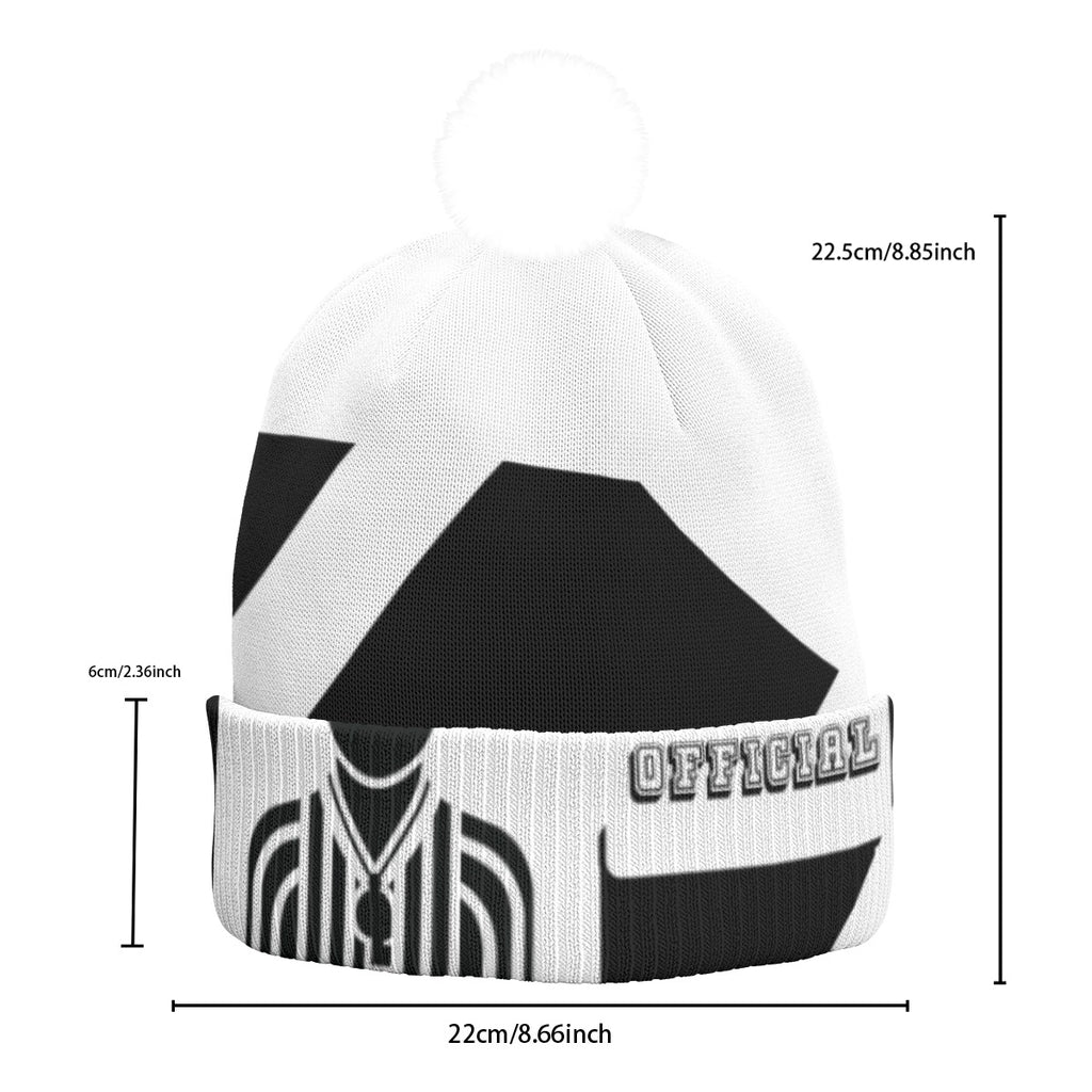All-Over Print Knitted Hat With Pom-Pom