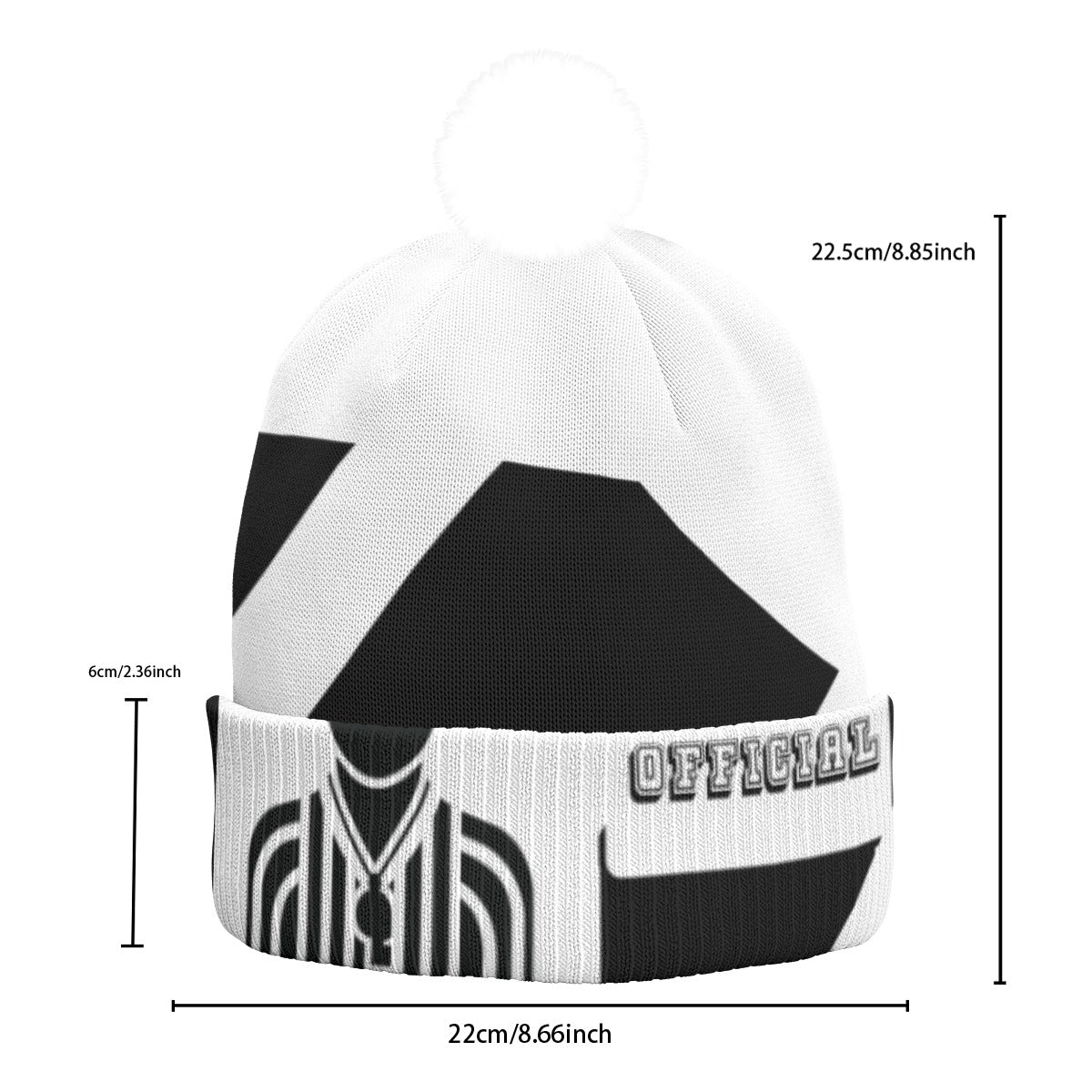 All-Over Print Knitted Hat With Pom-Pom