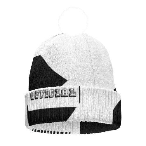All-Over Print Knitted Hat With Pom-Pom