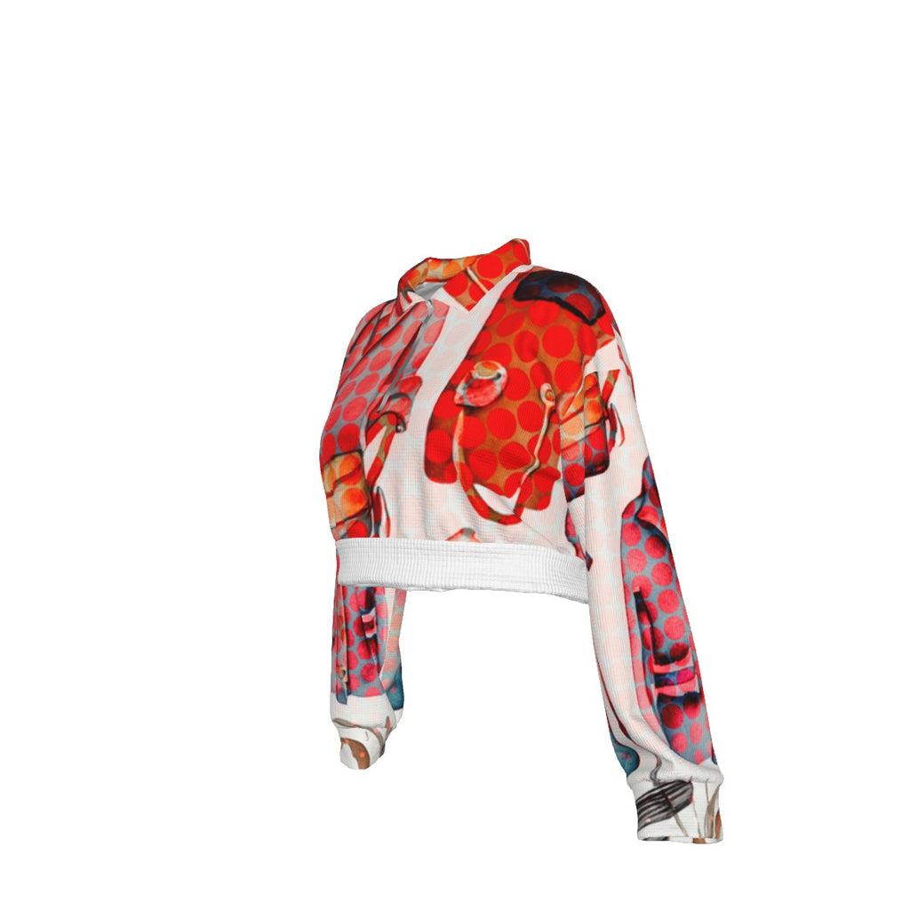 All-Over Print Women's Hoodie with Half Zipper