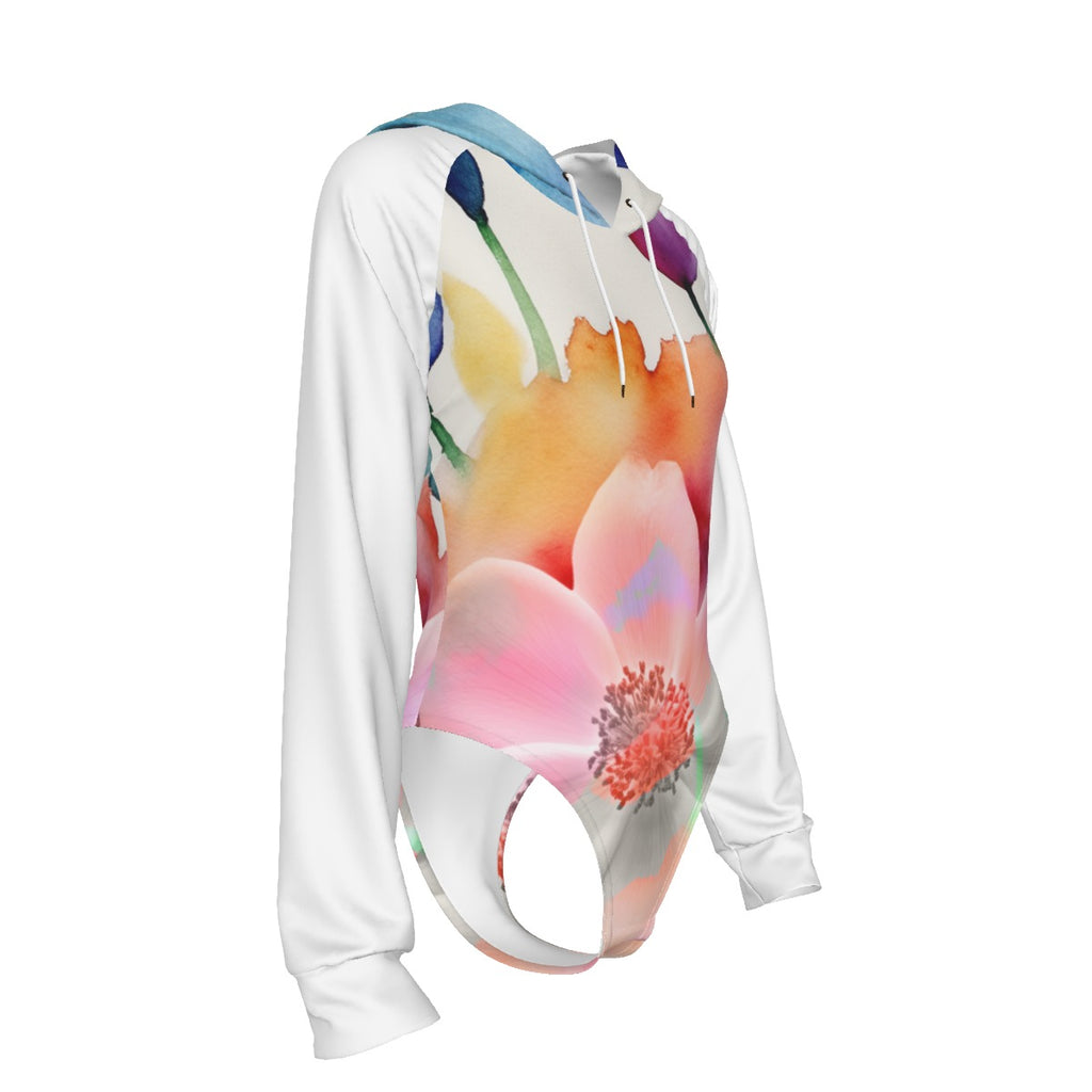 All-Over Print Women's Raglan Sleeve Hooded Bodysuit