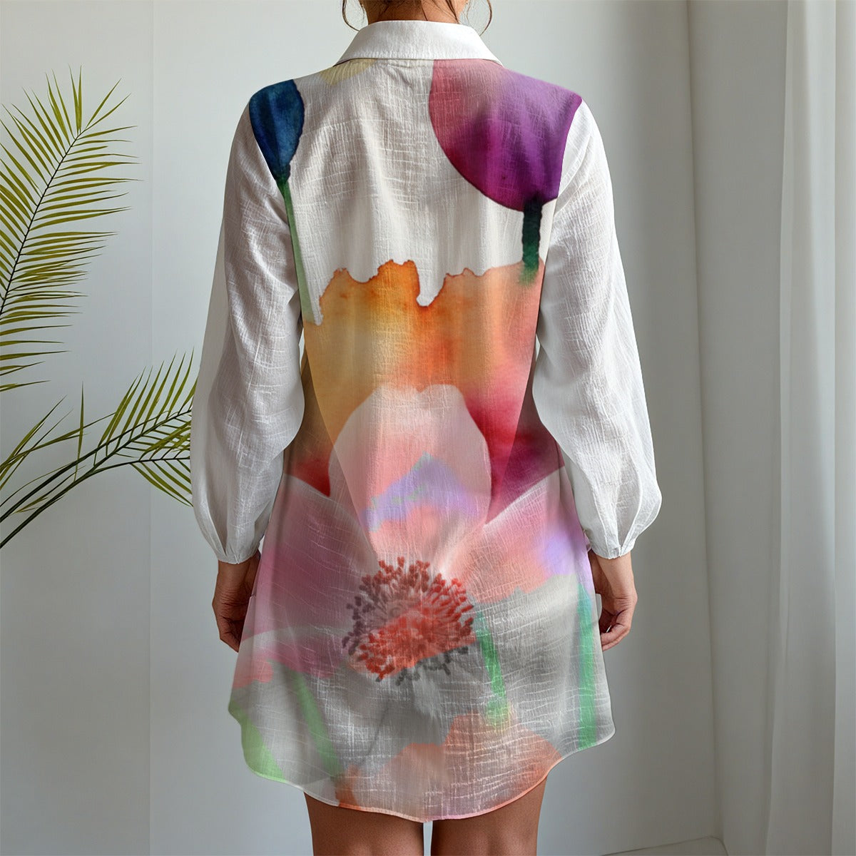All-Over Print Women's Long Sleeve Shirt Dress