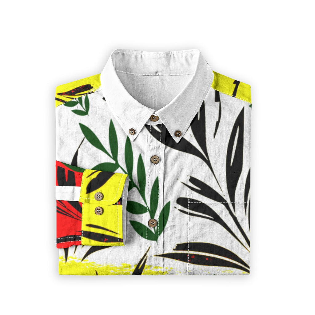 All-Over Print Men's Casual Lapel Long Sleeve Shirt|125GSM Cotton